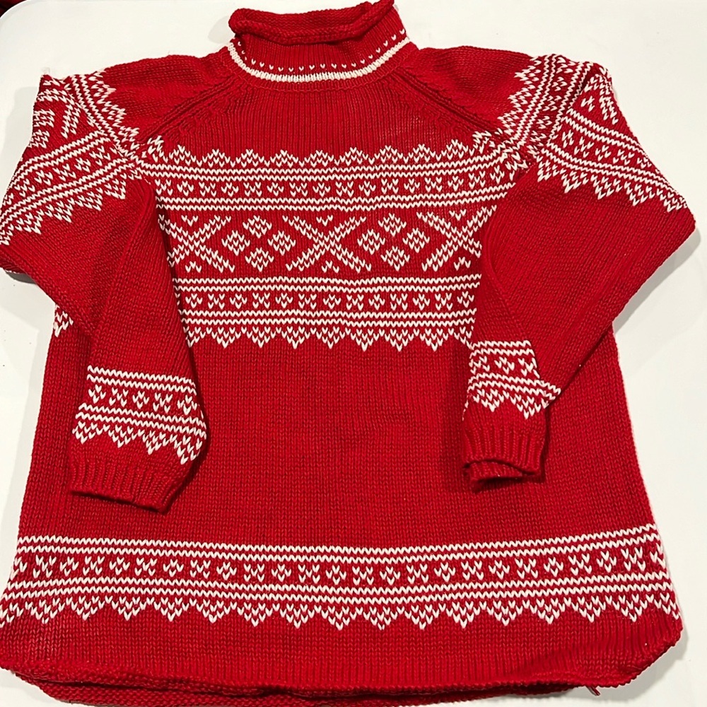 Vintage Eddie Bauer -‎ oversized small sweater, red and white, holiday